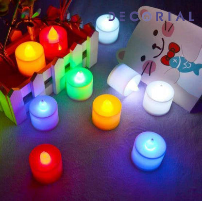 12-Piece LED Flameless Colorful Tealight Candles – Battery Operated