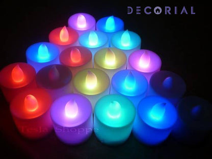 12-Piece LED Flameless Colorful Tealight Candles – Battery Operated