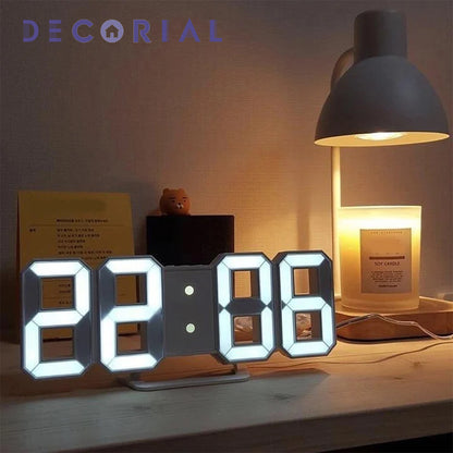 White 3D LED Digital Clock – Modern Desk & Wall Clock for Home and Office