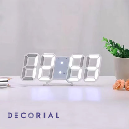 White 3D LED Digital Clock – Modern Desk & Wall Clock for Home and Office