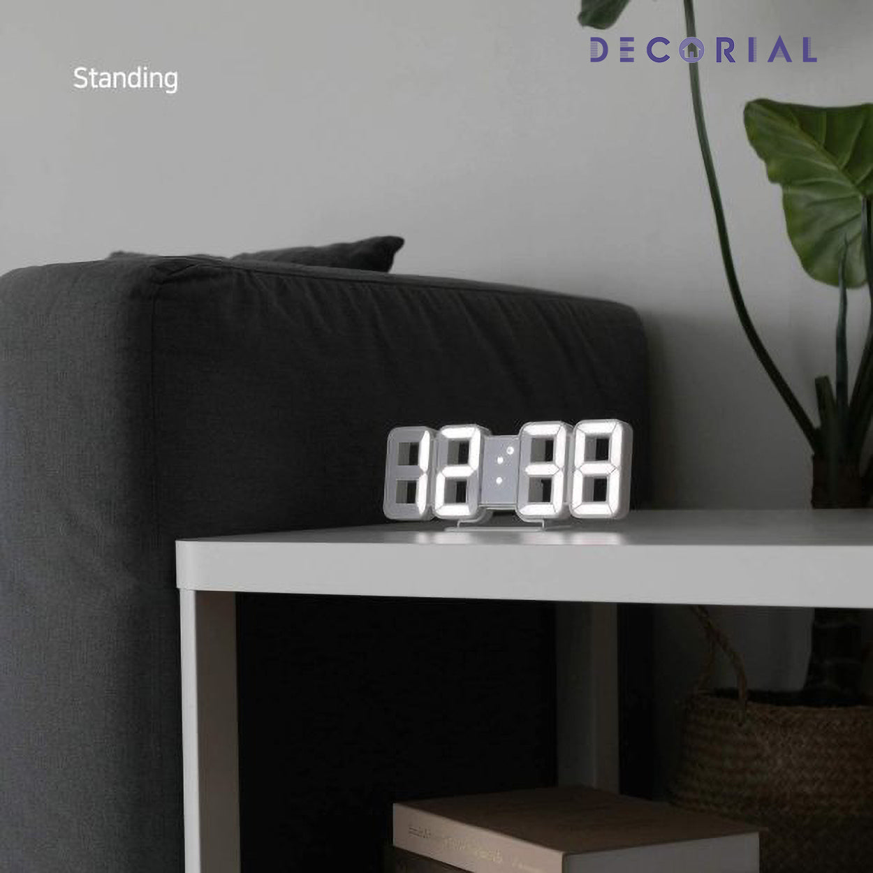 White 3D LED Digital Clock – Modern Desk & Wall Clock for Home and Office