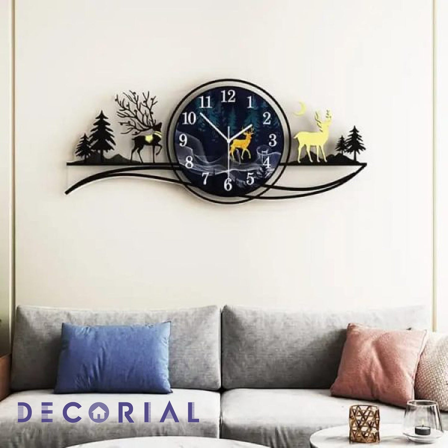 Forest Deer 3D Wall Clock – Elegant Wooden Decor