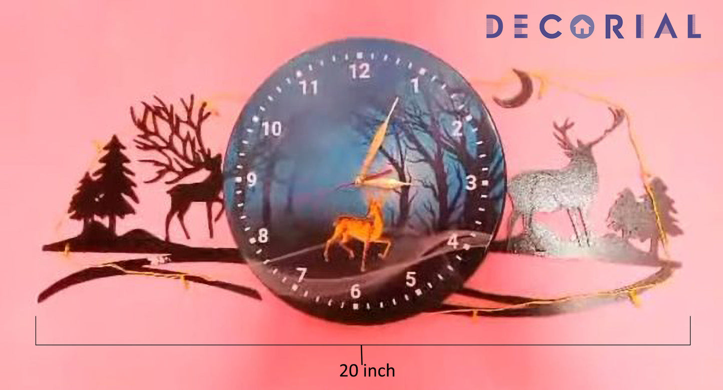 Forest Deer 3D Wall Clock – Elegant Wooden Decor