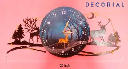 Forest Deer 3D Wall Clock – Elegant Wooden Decor