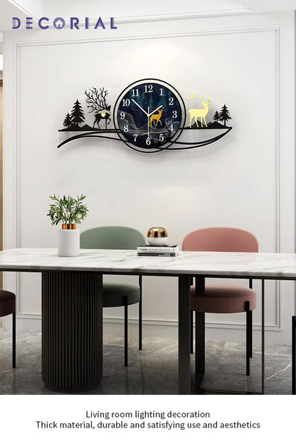 Forest Deer 3D Wall Clock – Elegant Wooden Decor