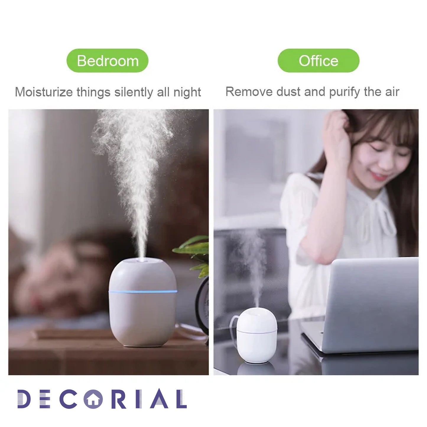 Portable USB Air Humidifier with Warm LED Outline