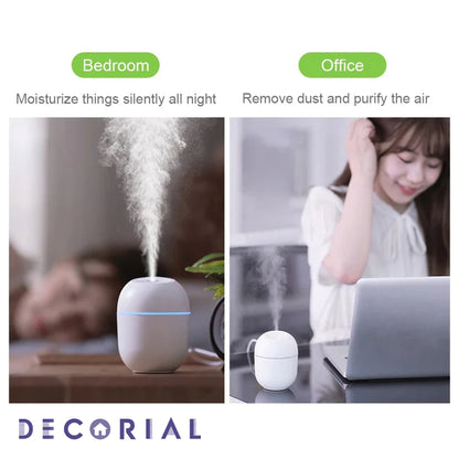 Portable USB Air Humidifier with Warm LED Outline