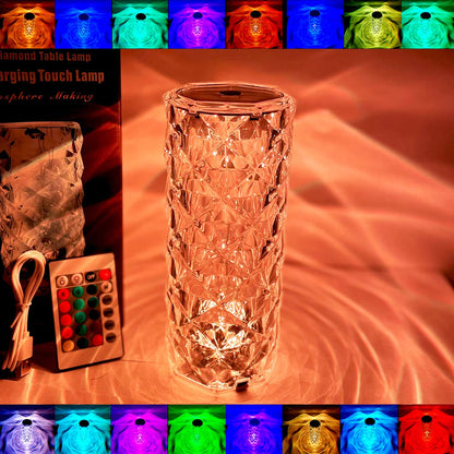 16-Color Diamond Rose Crystal Touch Lamp