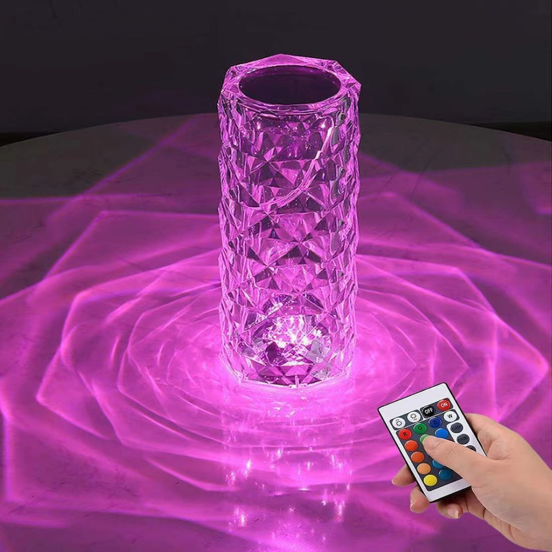 16-Color Diamond Rose Crystal Touch Lamp