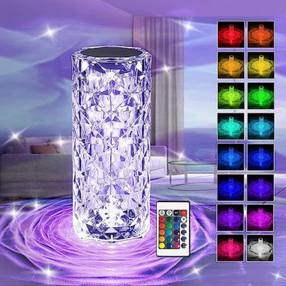 16-Color Diamond Rose Crystal Touch Lamp