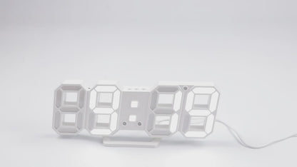 White 3D LED Digital Clock – Modern Desk & Wall Clock for Home and Office